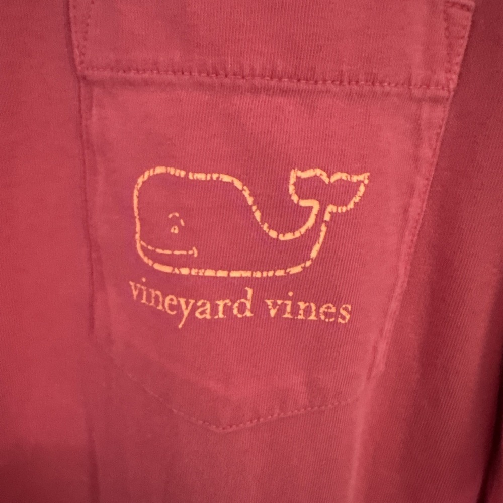 Vineyard Vines T Shirt Small Mens Salmon Long Sleeve Whale Casual Pocket Tee - Picture 4 of 7